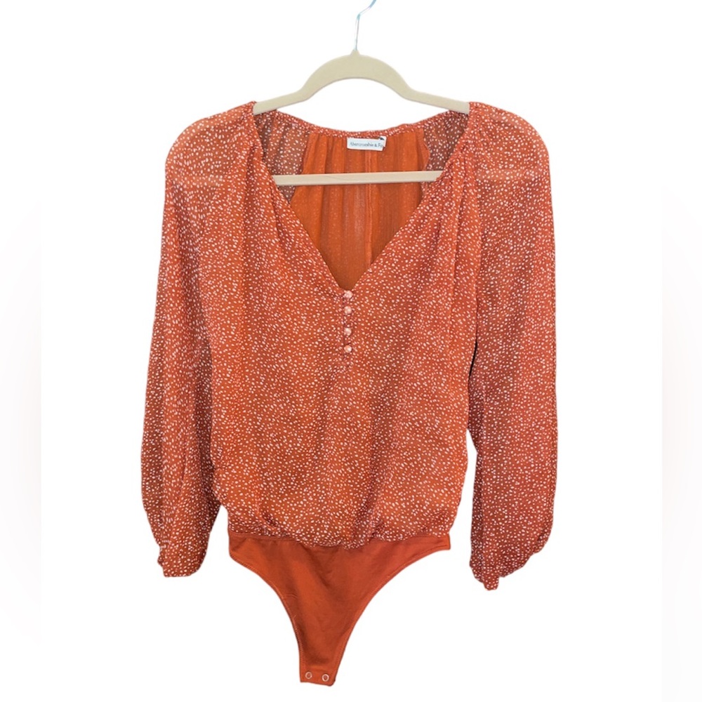 Abercrombie & Fitch Polka Dot Bodysuit Rust Orange Women’s XS